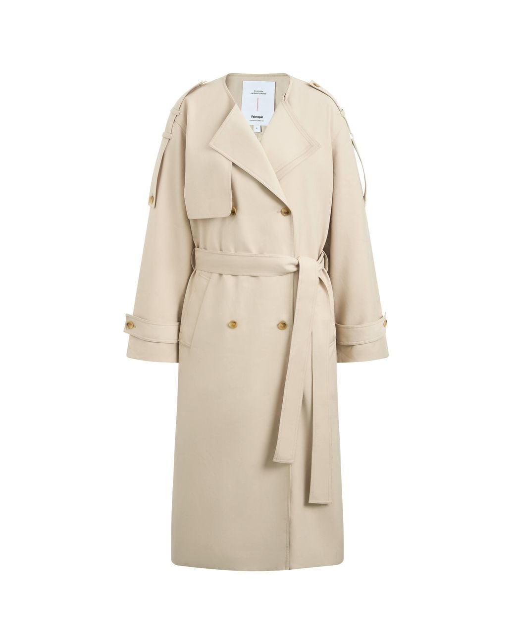 Fabrique Natural Audrey Deconstructed Double Breasted Belted Trench Coat