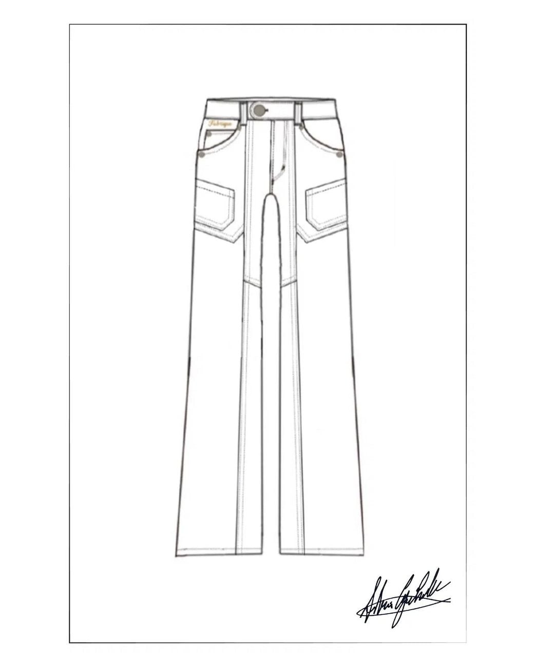 Fabrique Blue Thelma Utility Wide Leg Jeans