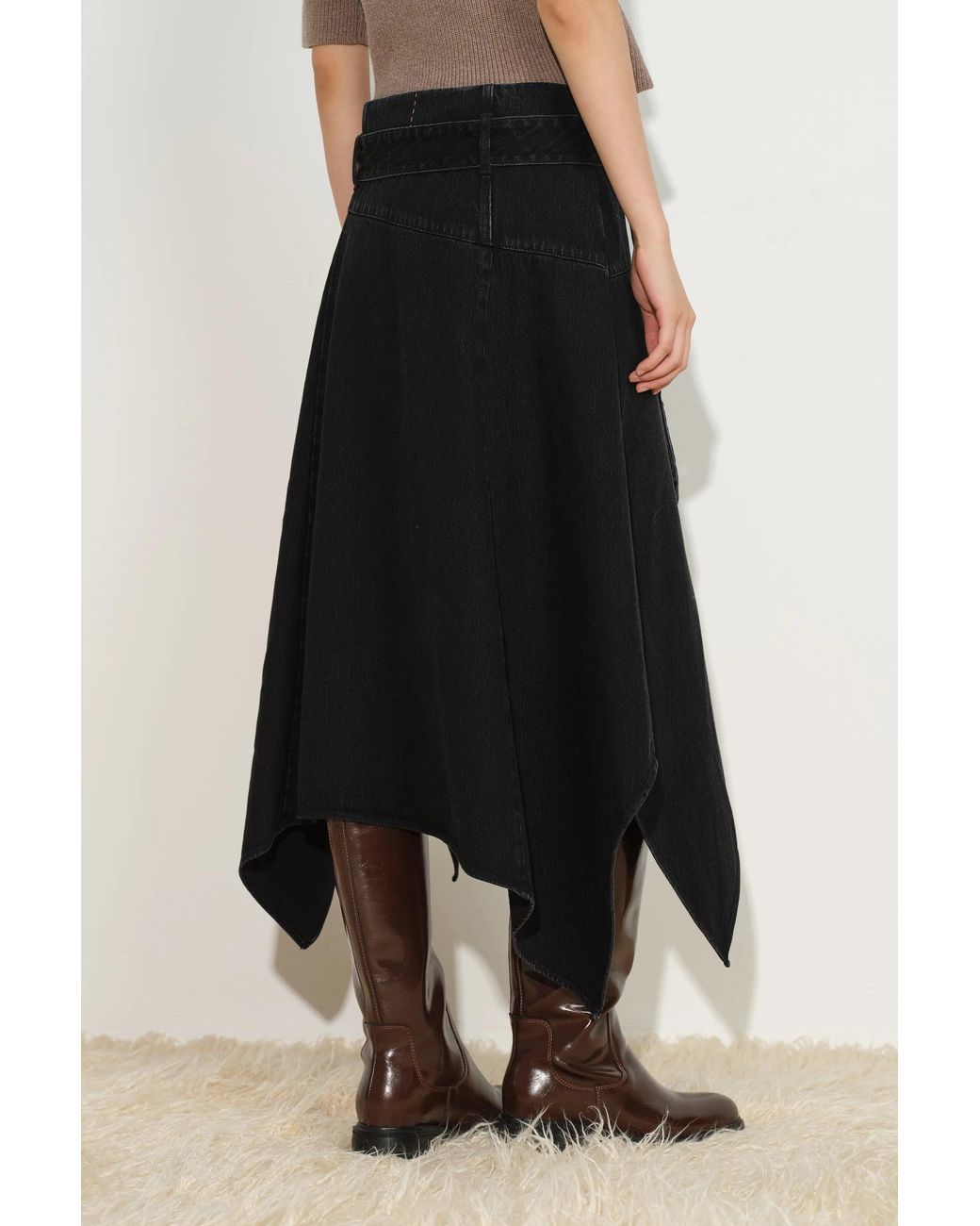 Fabrique Black Brooklyn Asymmetric Hem Skirt