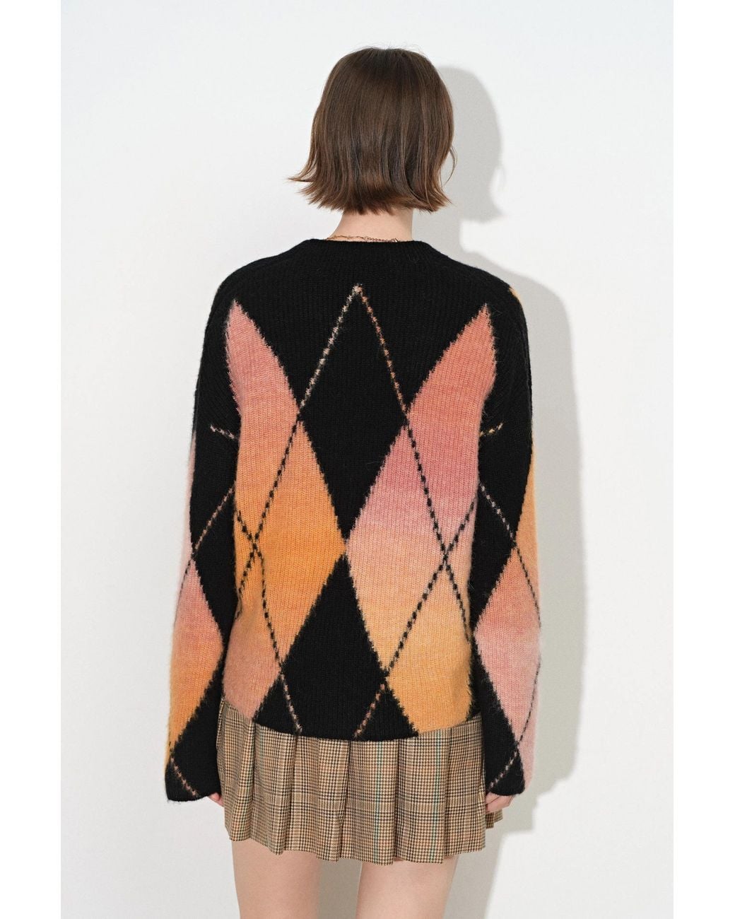 Fabrique Orange Bruce Space Dyed Gradient Argyle Cardigan