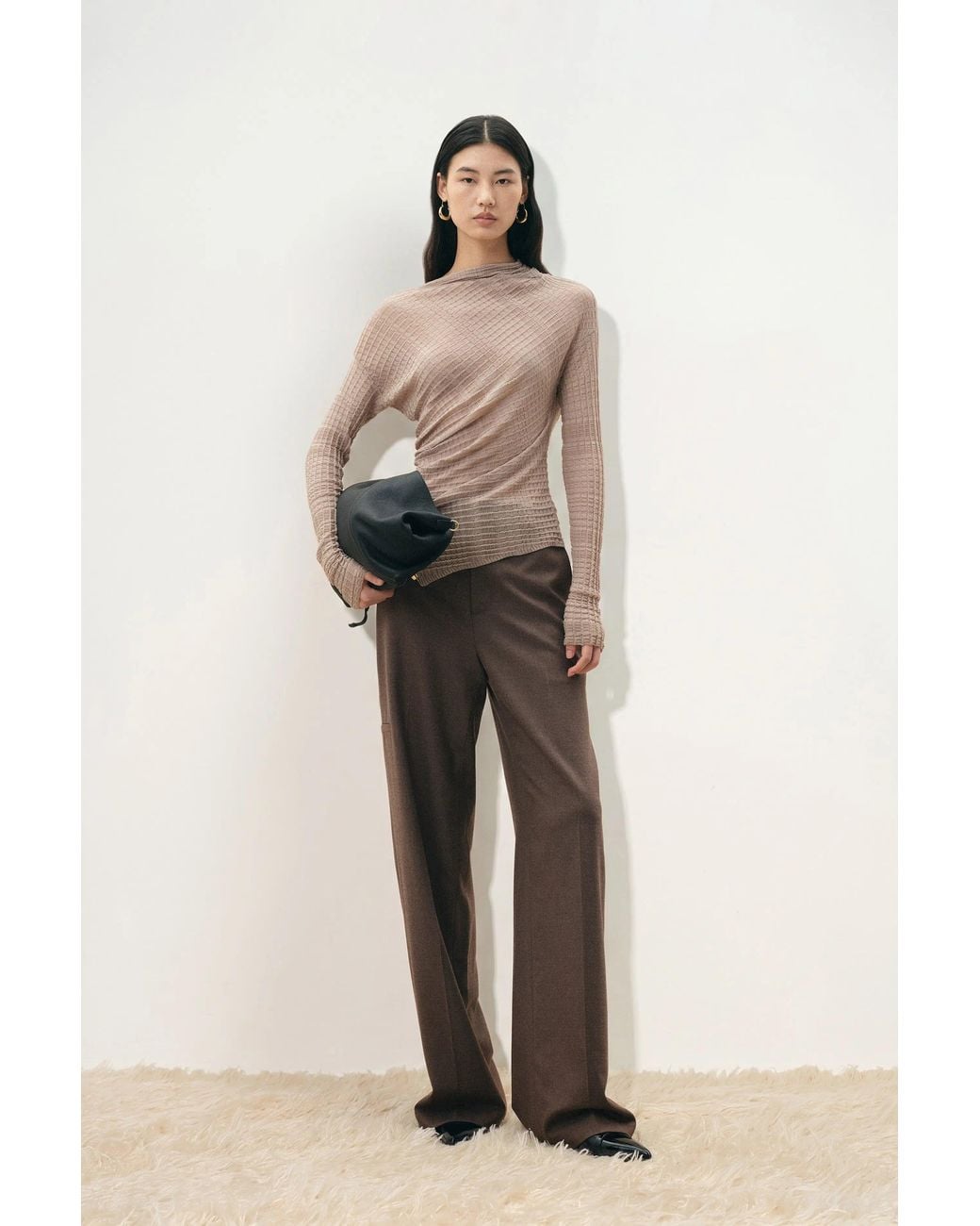 Fabrique Natural Severine Runched Sheer Top