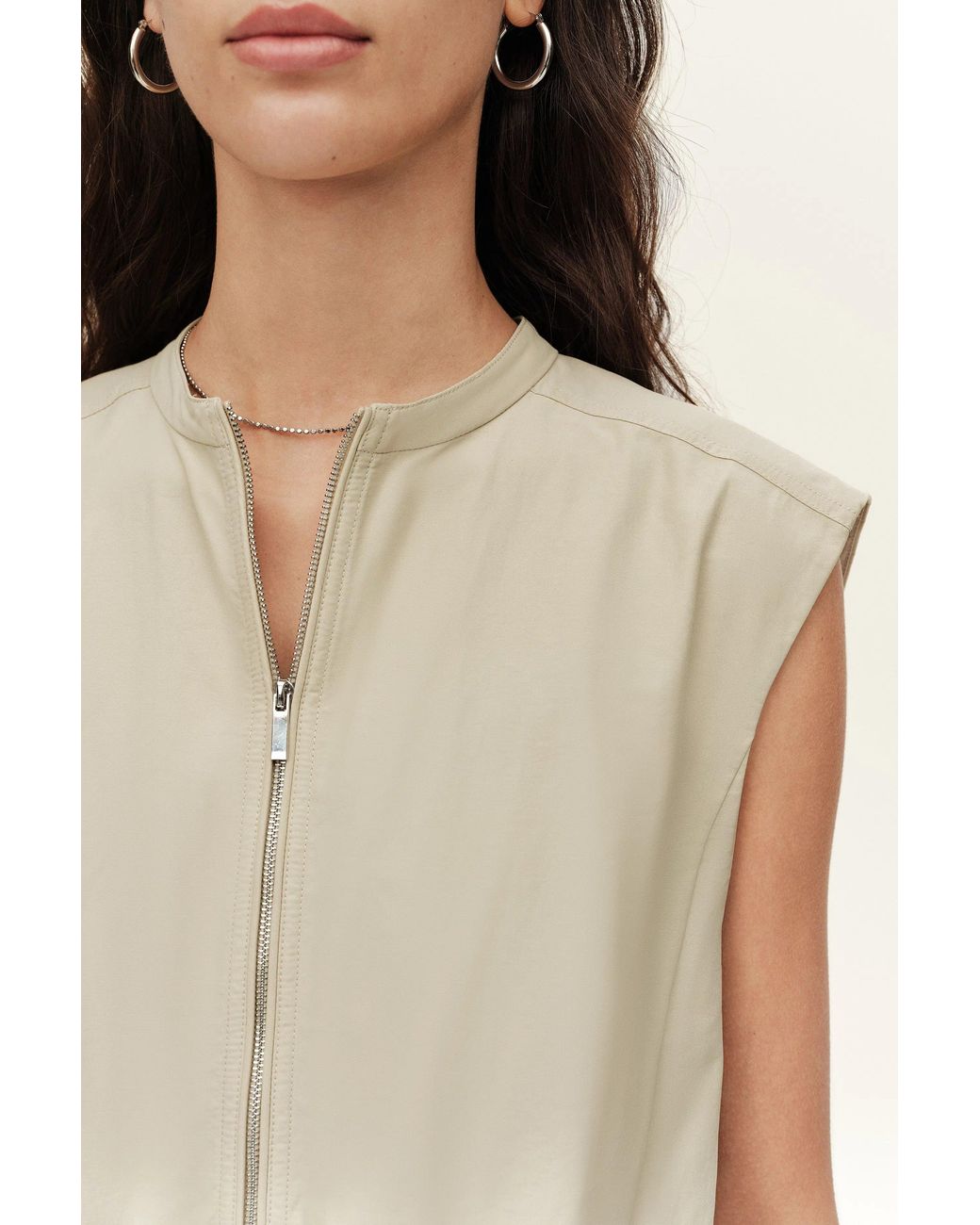 Fabrique Natural Sienna Relaxed Tailored Sleeveless Top