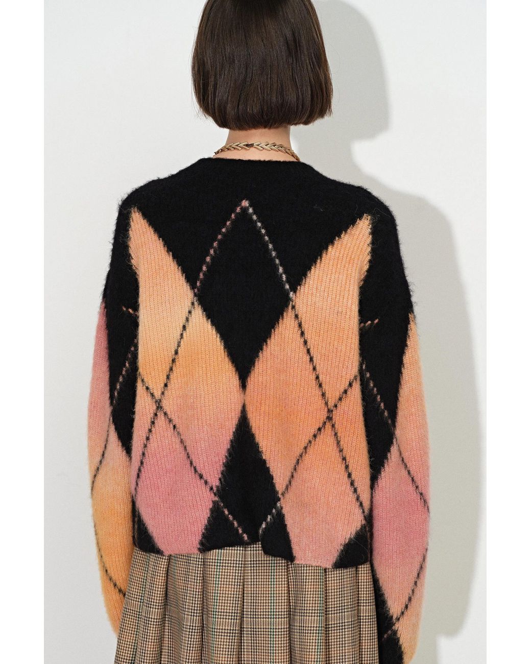 Fabrique Orange Monica Space Dyed Argyle Sweater
