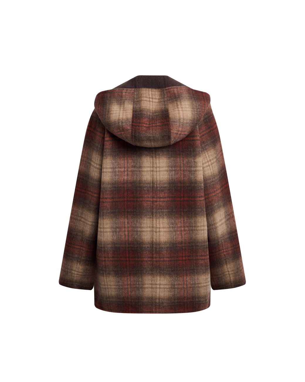 Fabrique Multicolor Aeliana Plaid Hooded Midi Coat
