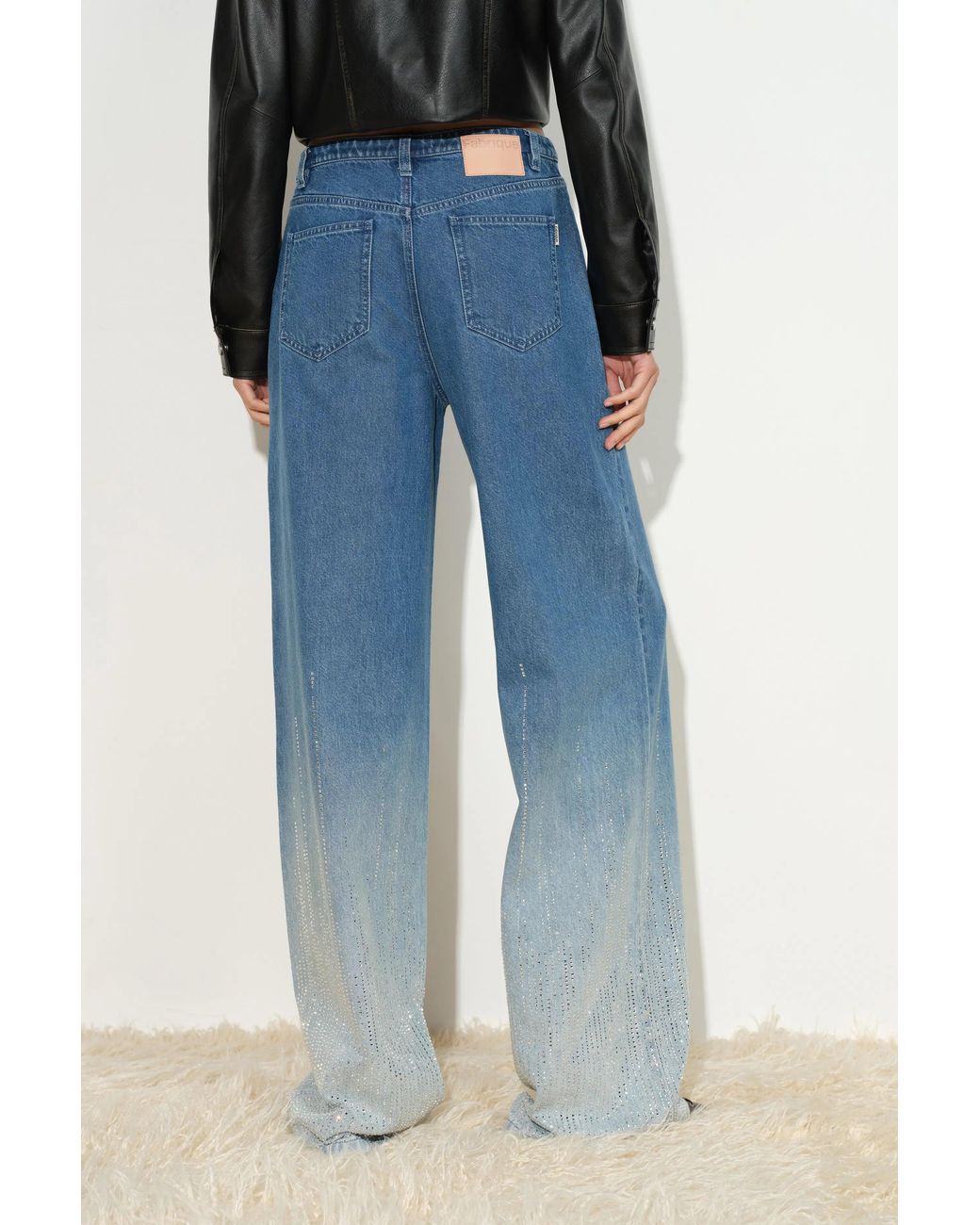 Fabrique Blue Elara Rhinestone Straight Leg Jeans