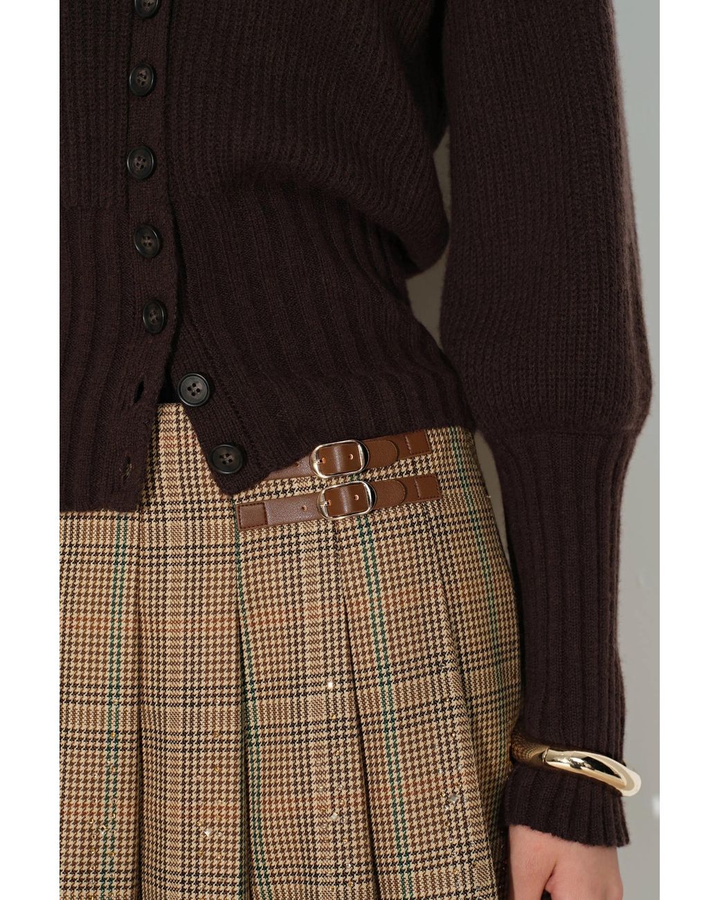 Fabrique Natural Meave Fitted Gigot Sleeves Cardigan