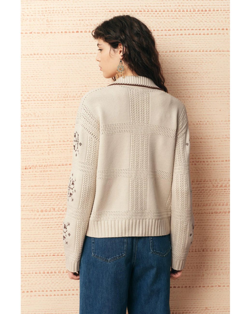 Fabrique Blue Avery Snowflake Cross Stitch Cardigan