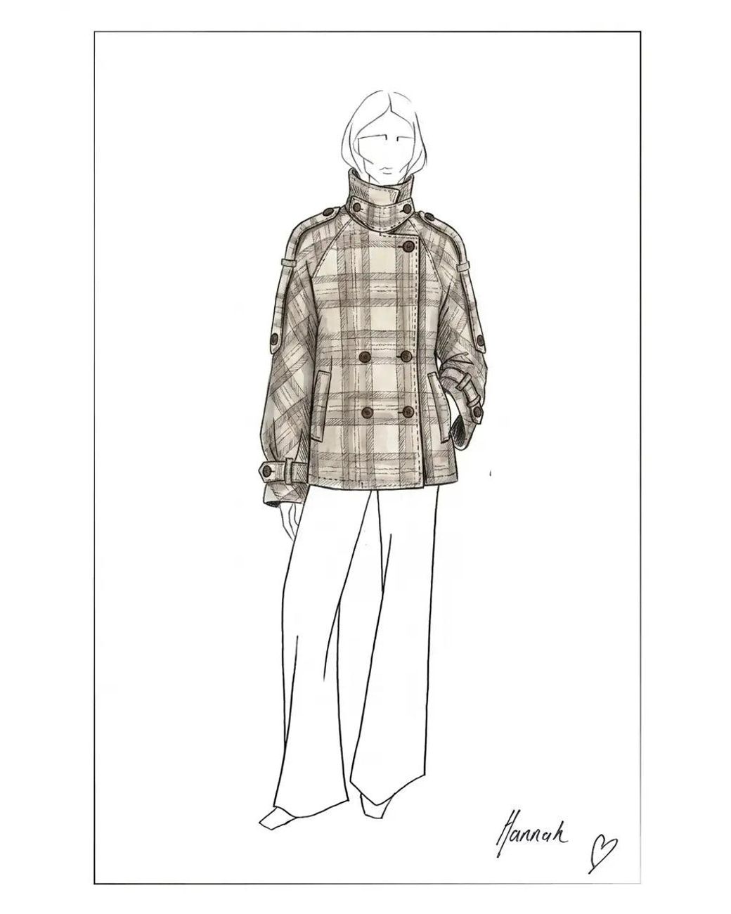 Fabrique Natural Fleur Textured Plaid Cropped Coat