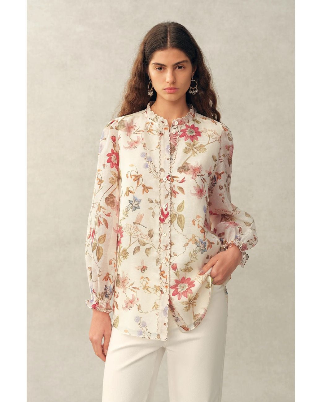 Fabrique Natural Adelaide Handpainted Floral Blouse