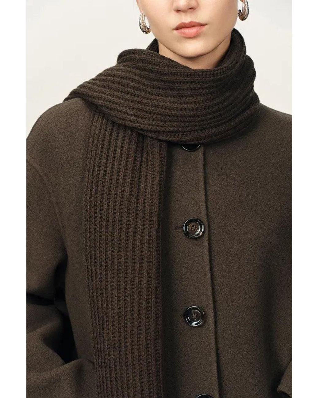 Fabrique Black Kaila Fringed Scarf Coat