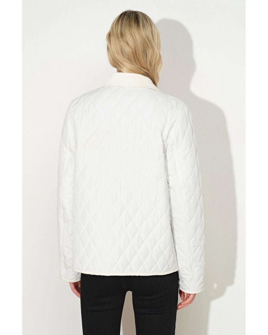 Fabrique Natural Rory Cropped Quilted Jacket With Corduroy Collar