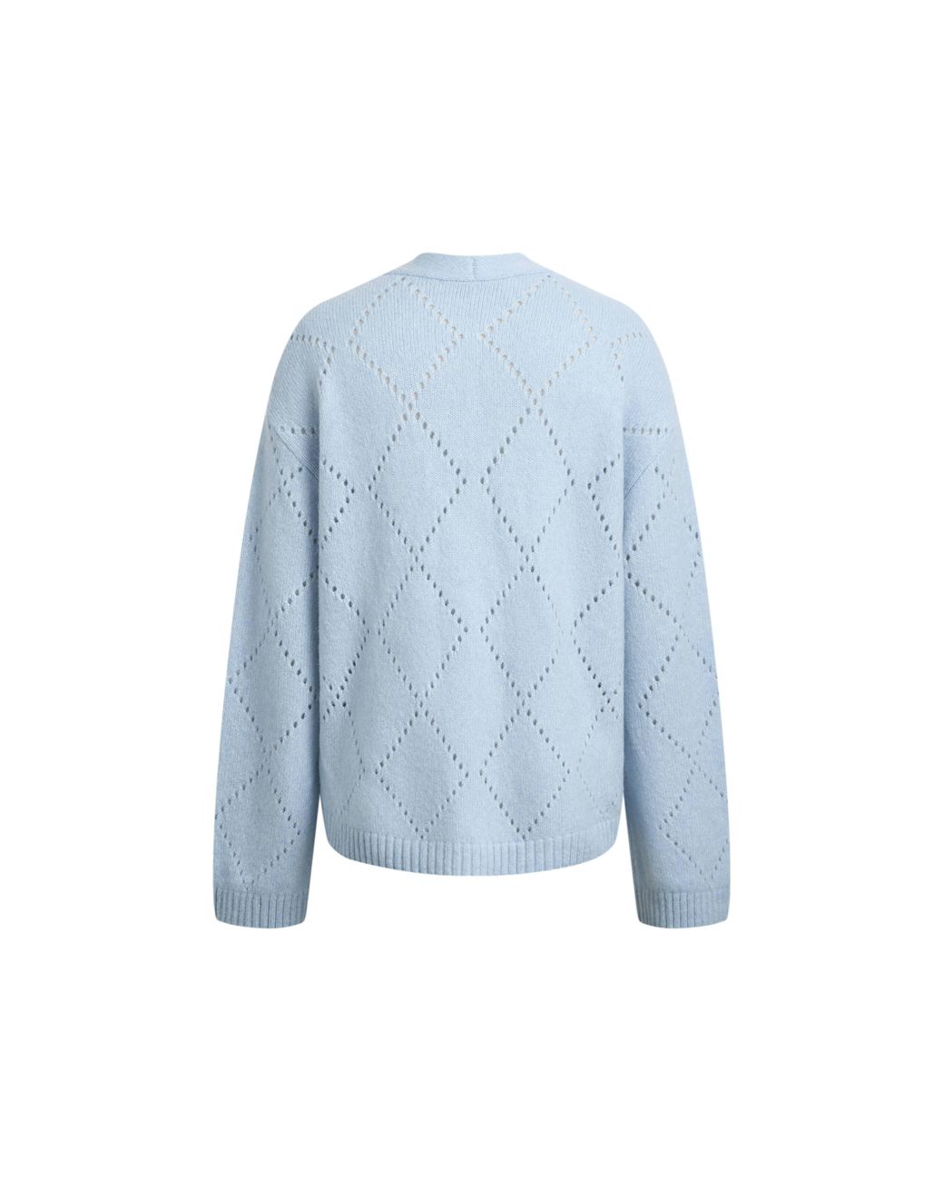 Fabrique Blue Kaia Argyle Openwork Cardigan