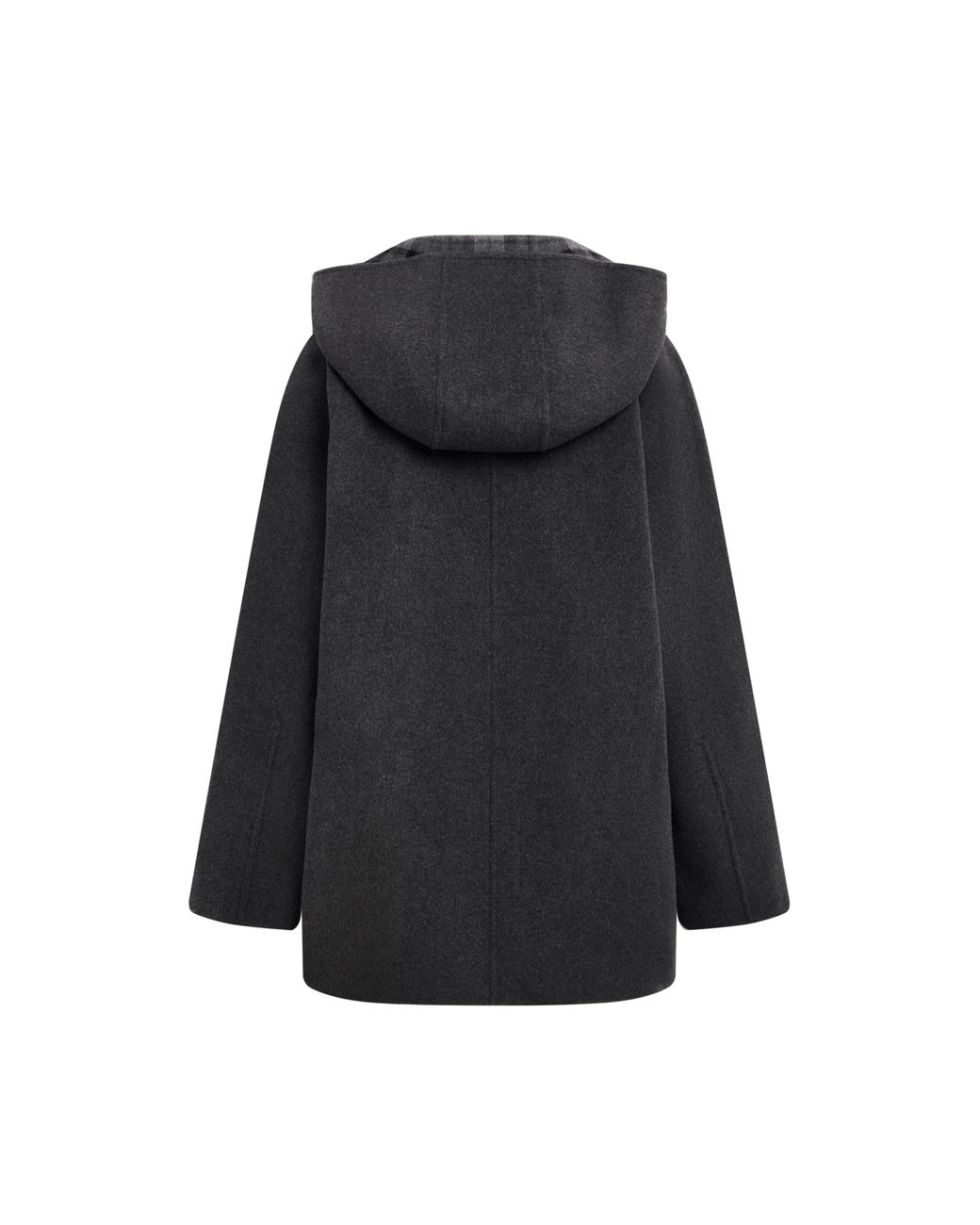 Fabrique Black Aeliana Plaid Hooded Midi Coat