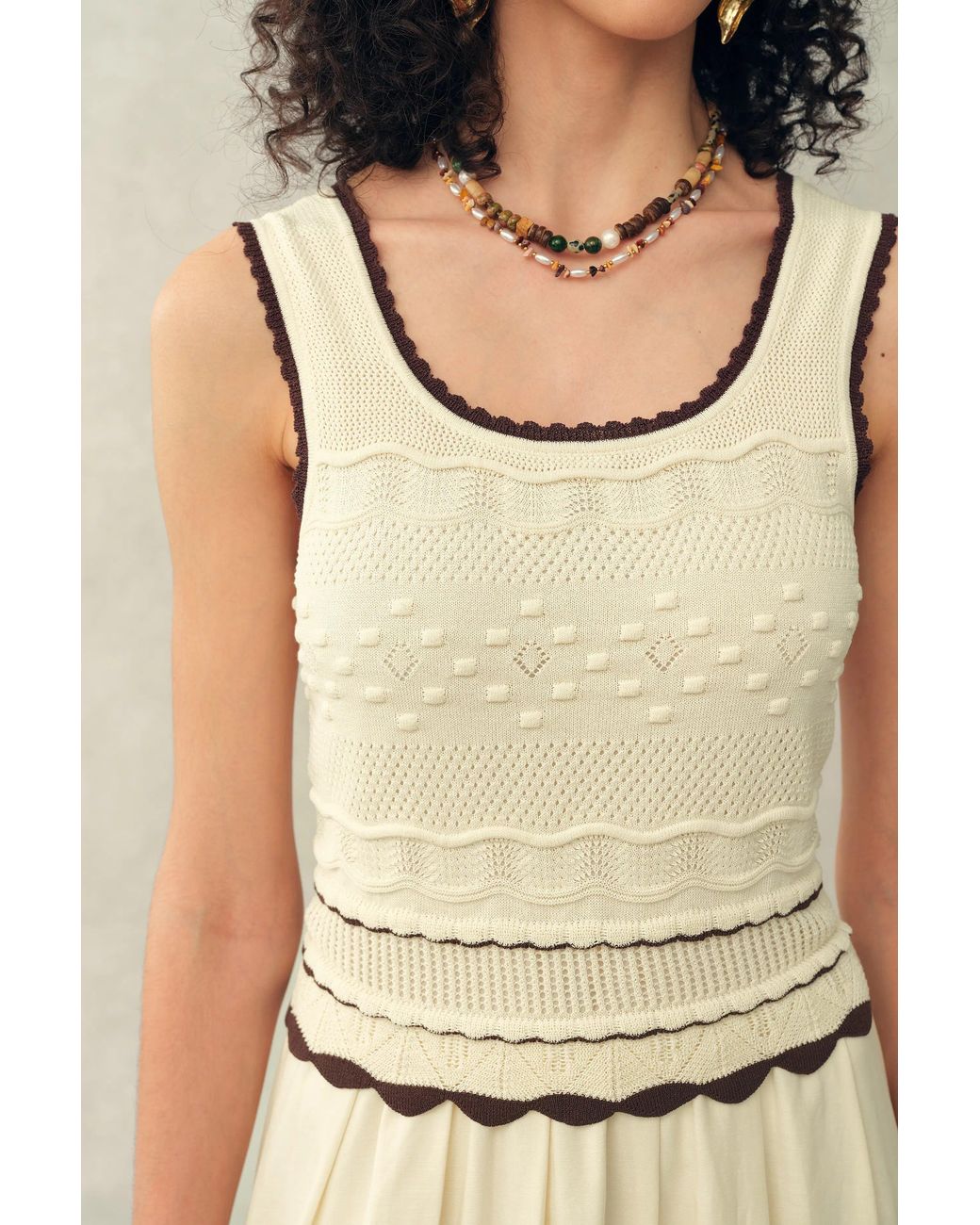 Fabrique Natural Vittra Embroidery And Woven Sleeveless Dress
