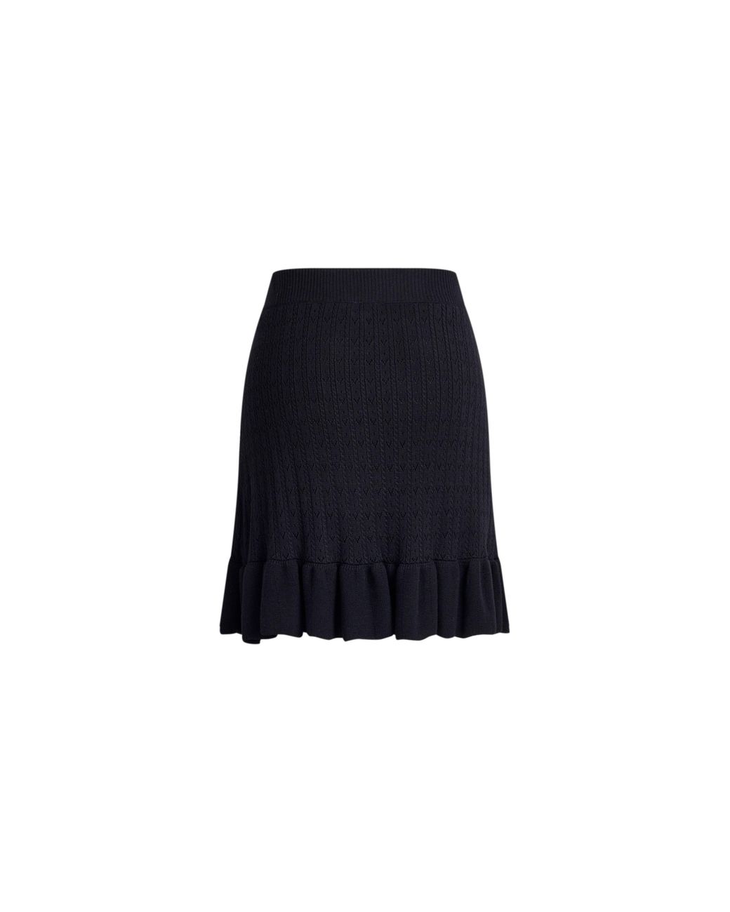 Fabrique Black Irene Scalloped Crochet Openwork Midi Skirt