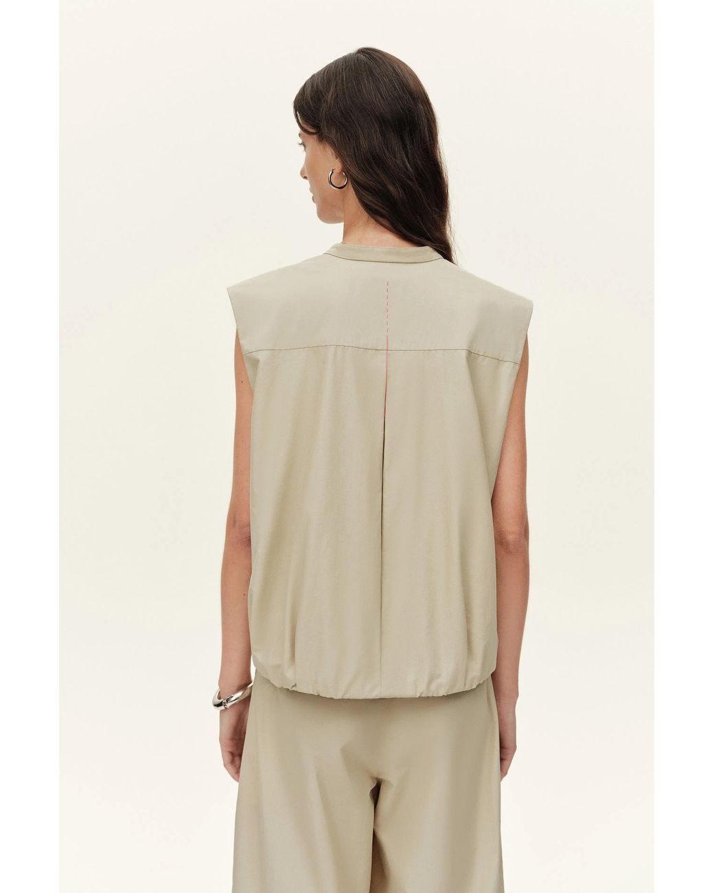 Fabrique Natural Sienna Relaxed Tailored Sleeveless Top