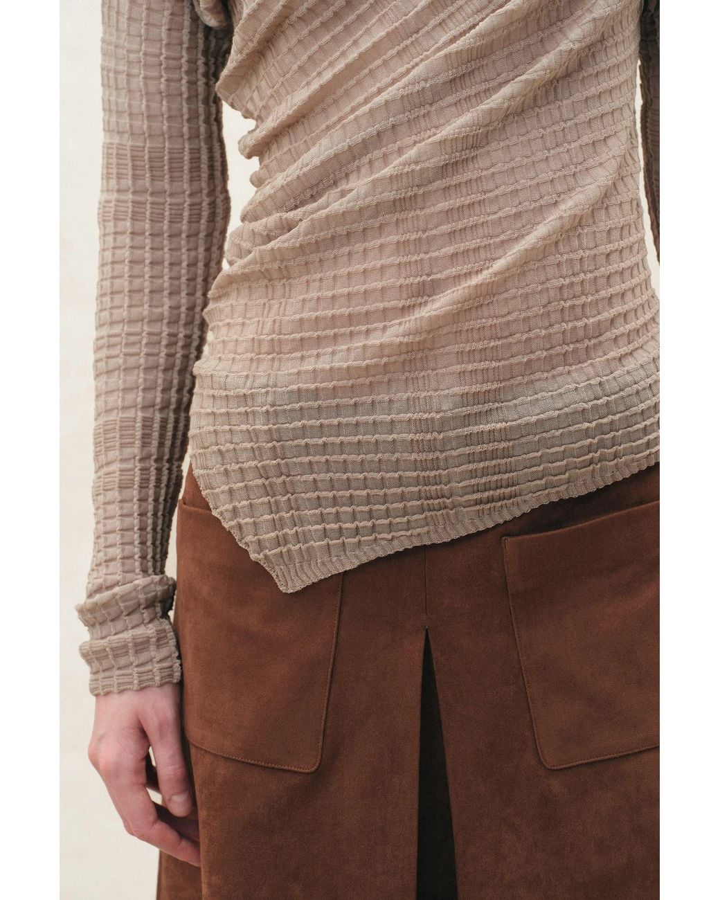 Fabrique Natural Severine Runched Sheer Top
