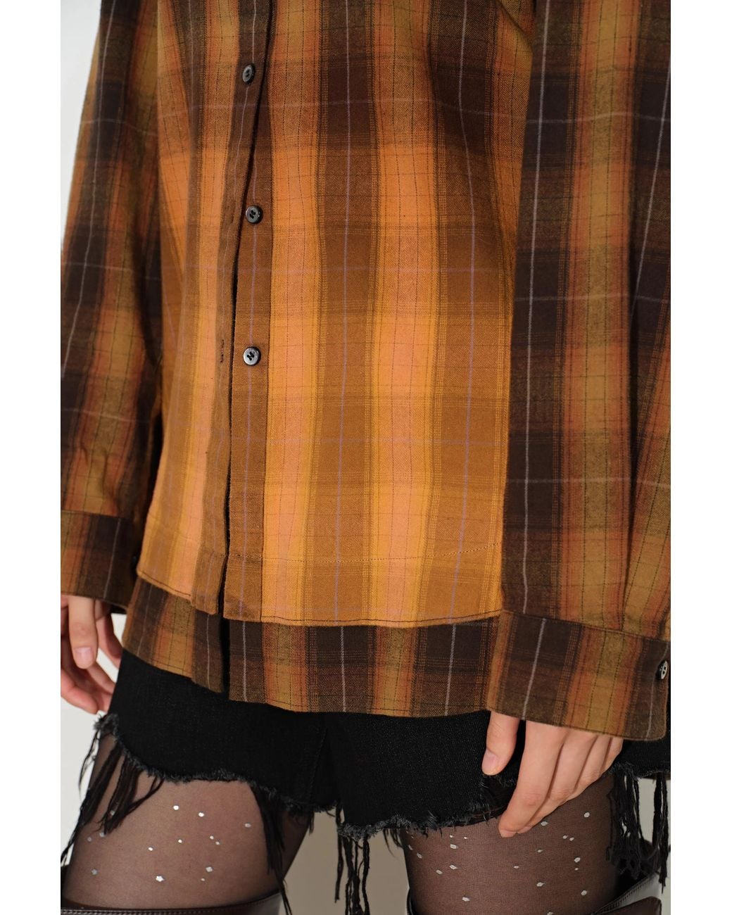 Fabrique Natural Meliora Gradient Plaid Faux Layered Shirt