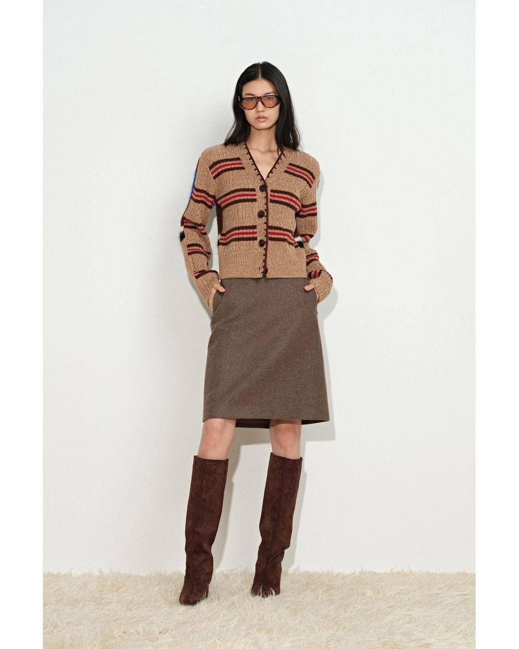 Fabrique Natural Sigourney Contrast Back Cardigan