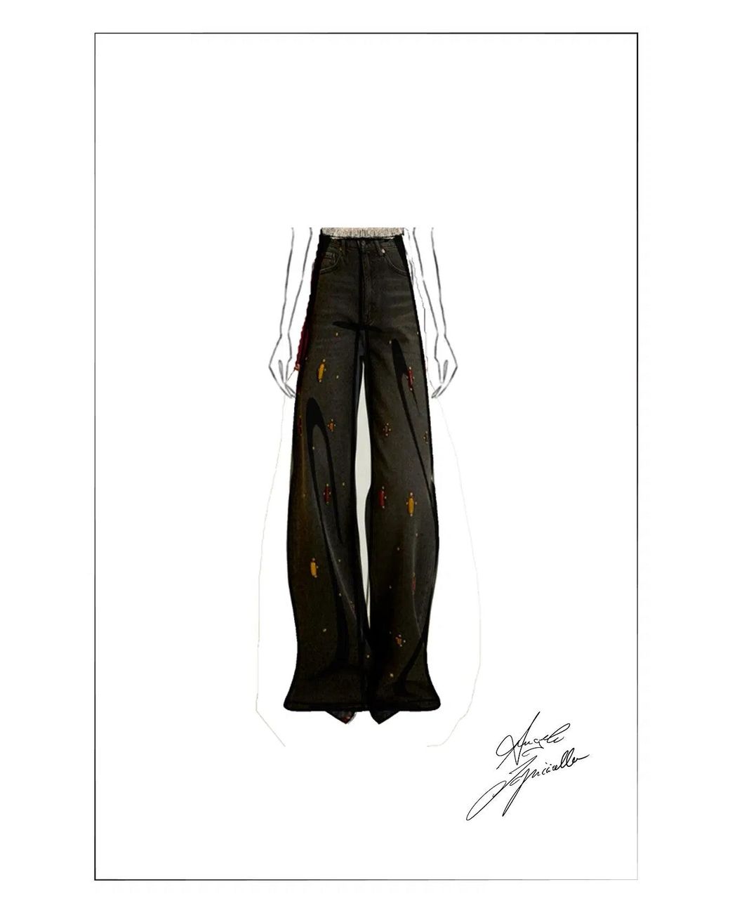 Fabrique Blue Eleanor Crystal Embellished Straight Leg Jeans