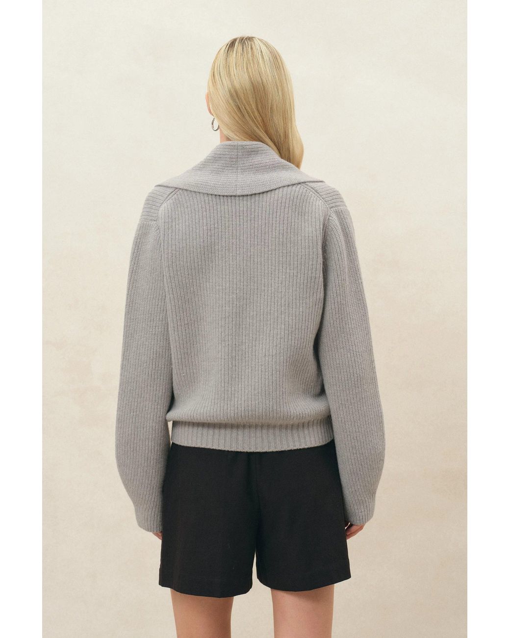 Fabrique Blue Xaviera Relaxed Shawl Collar Cardigan