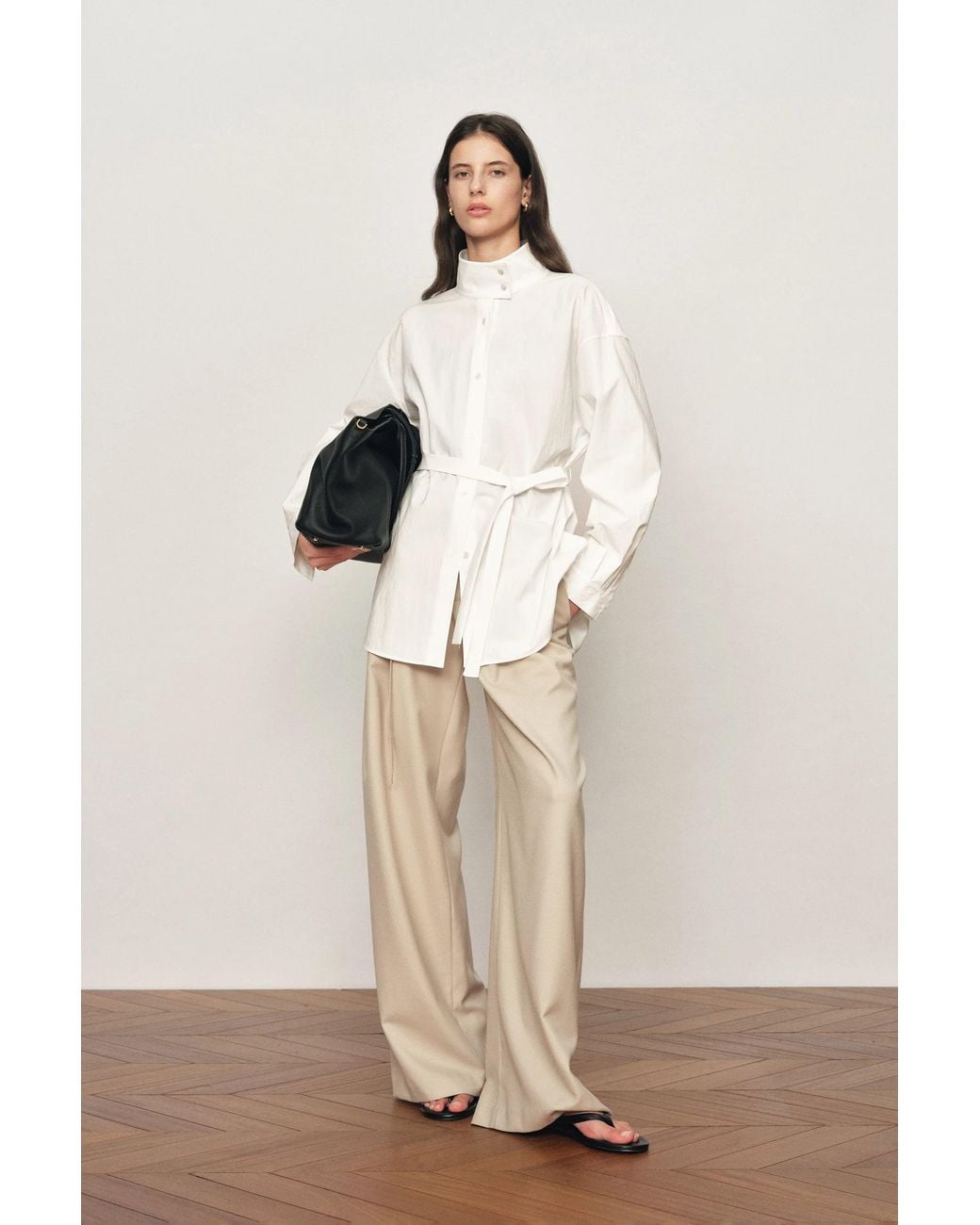 Fabrique Natural Pearl Oversized Belted Shirt Jacket