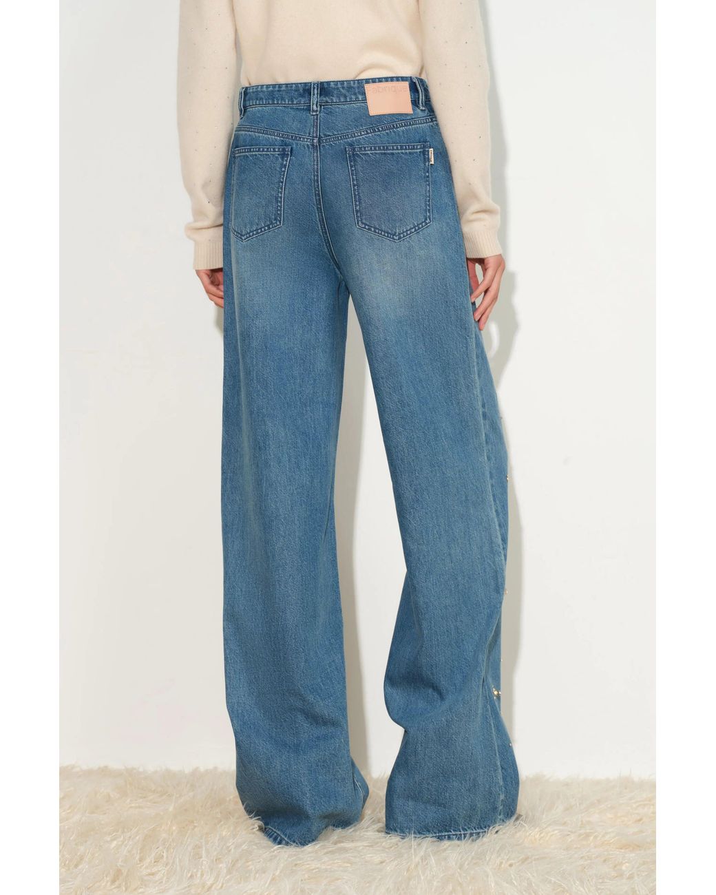 Fabrique Blue Eleanor Crystal Embellished Straight Leg Jeans