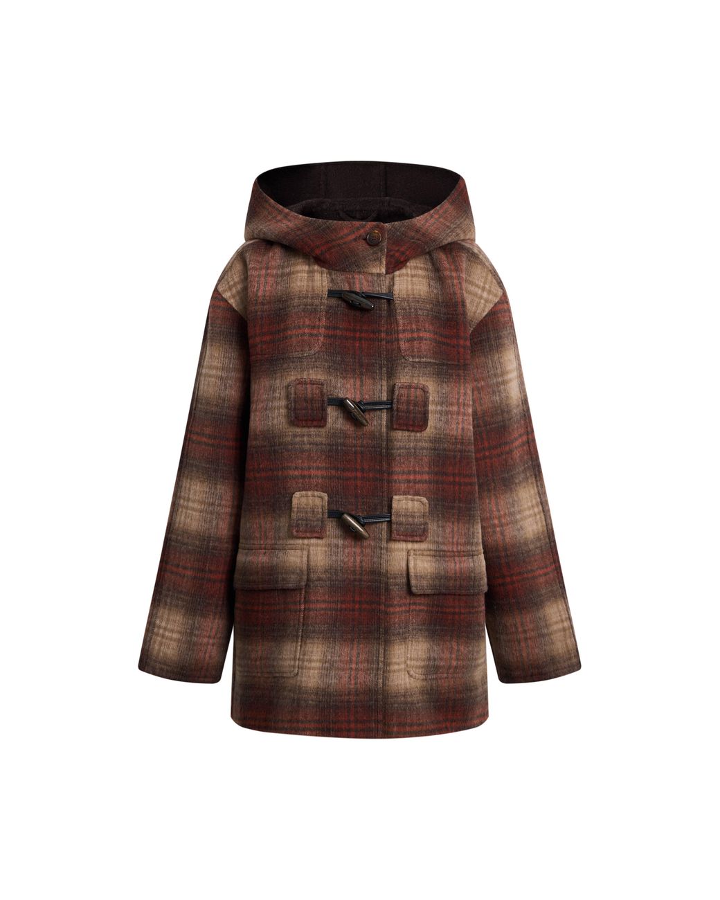 Fabrique Multicolor Aeliana Plaid Hooded Midi Coat