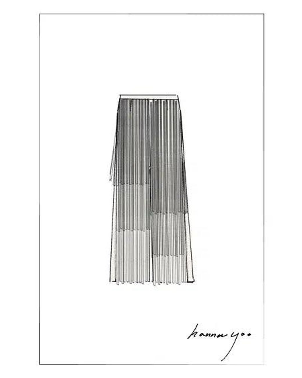 Fabrique Blue Hilda Ruched Asymmetric Fringe Skirt