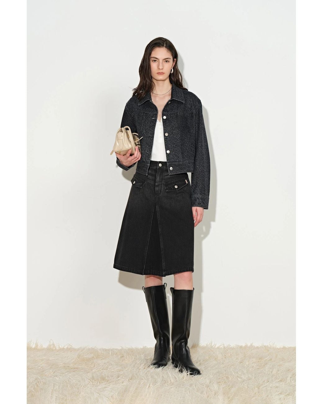 Fabrique Black Ashley Pleated Utility Skirt