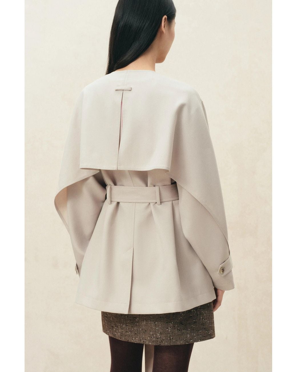 Fabrique Natural Hilda Single Breasted Crop Trench Coat