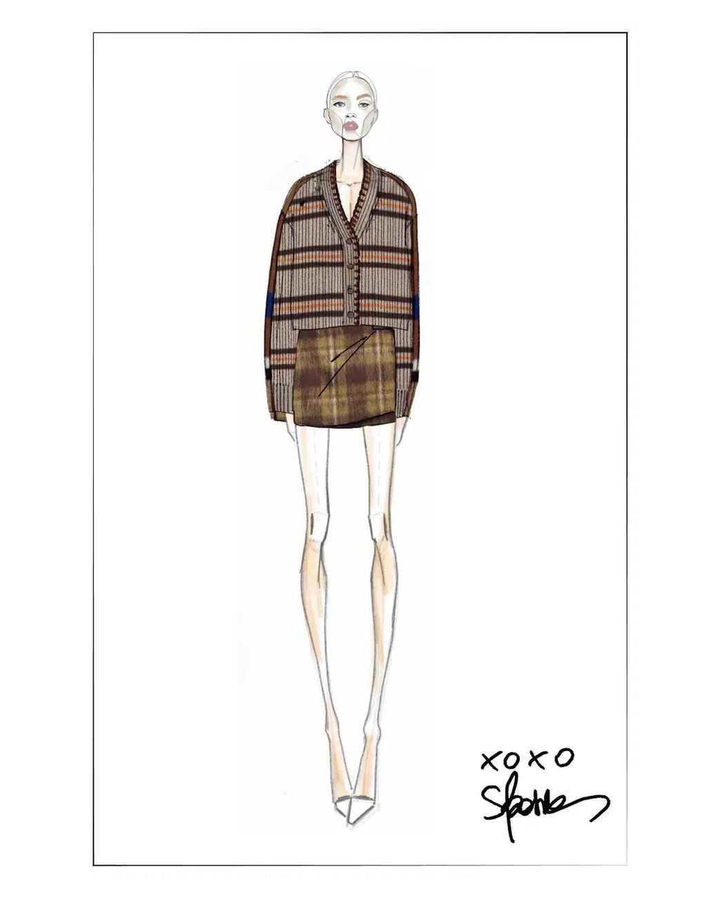 Fabrique Natural Sigourney Contrast Back Cardigan