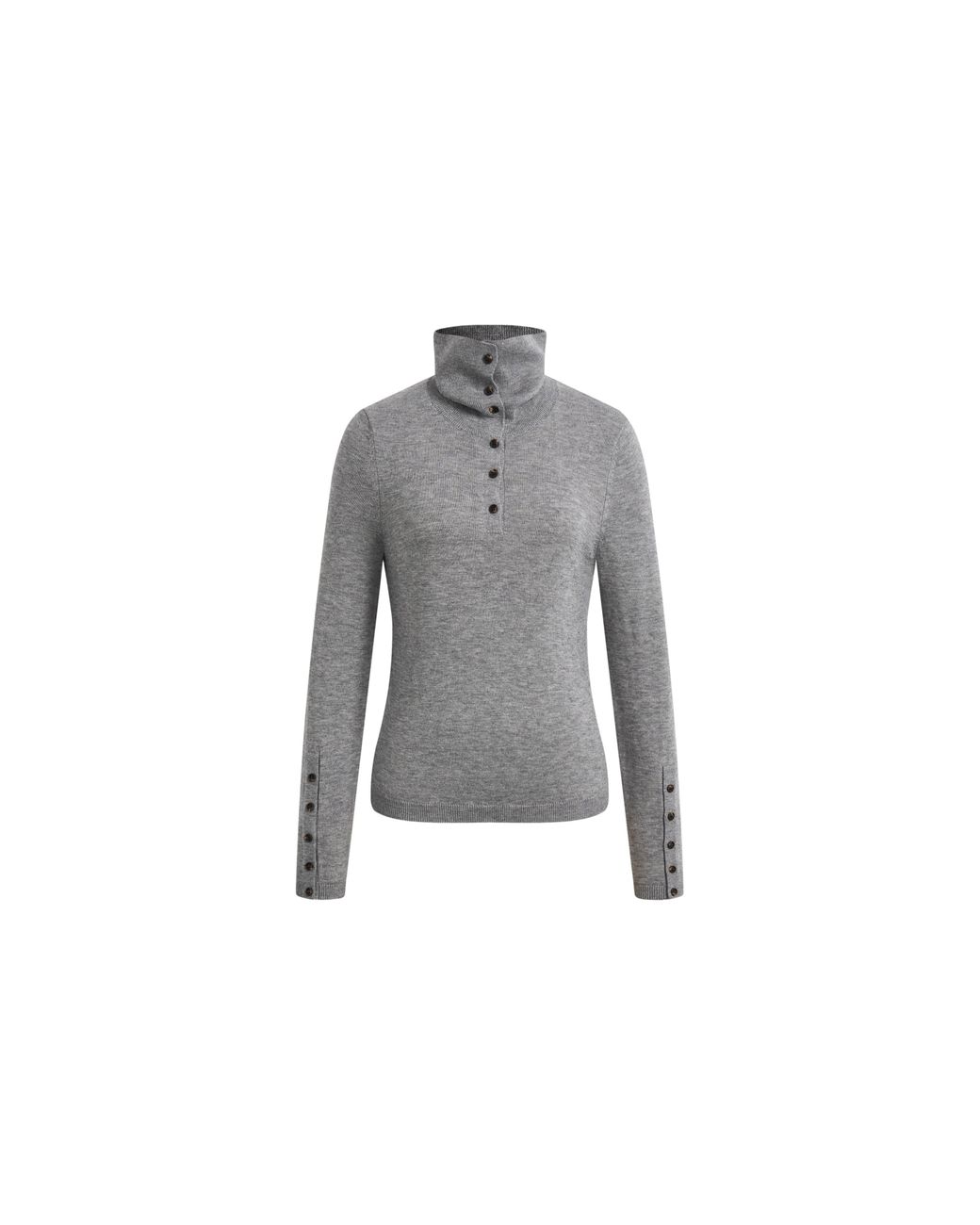 Fabrique Gray Kira Half Button Turtleneck Top