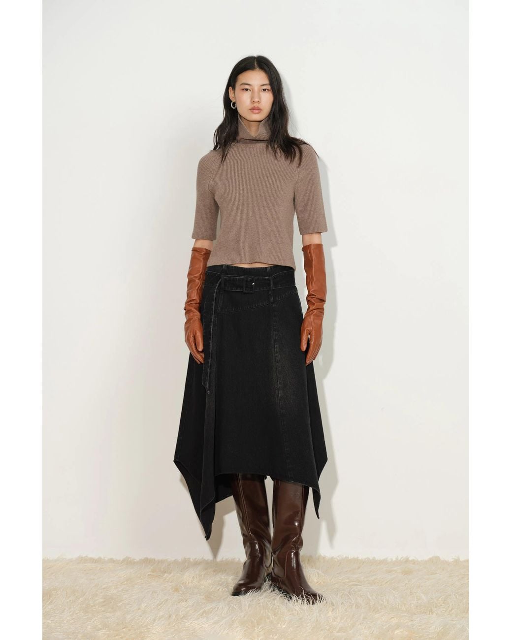 Fabrique Black Brooklyn Asymmetric Hem Skirt