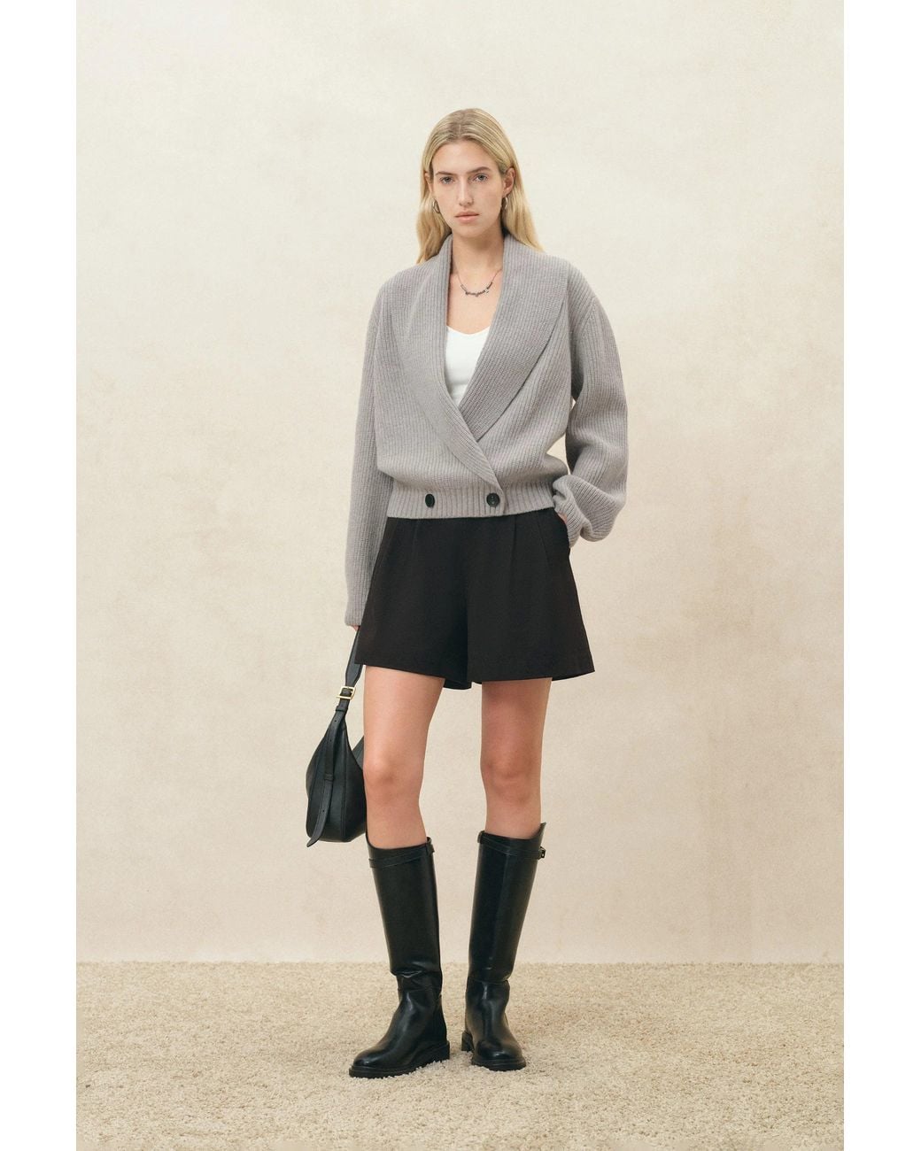 Fabrique Blue Xaviera Relaxed Shawl Collar Cardigan