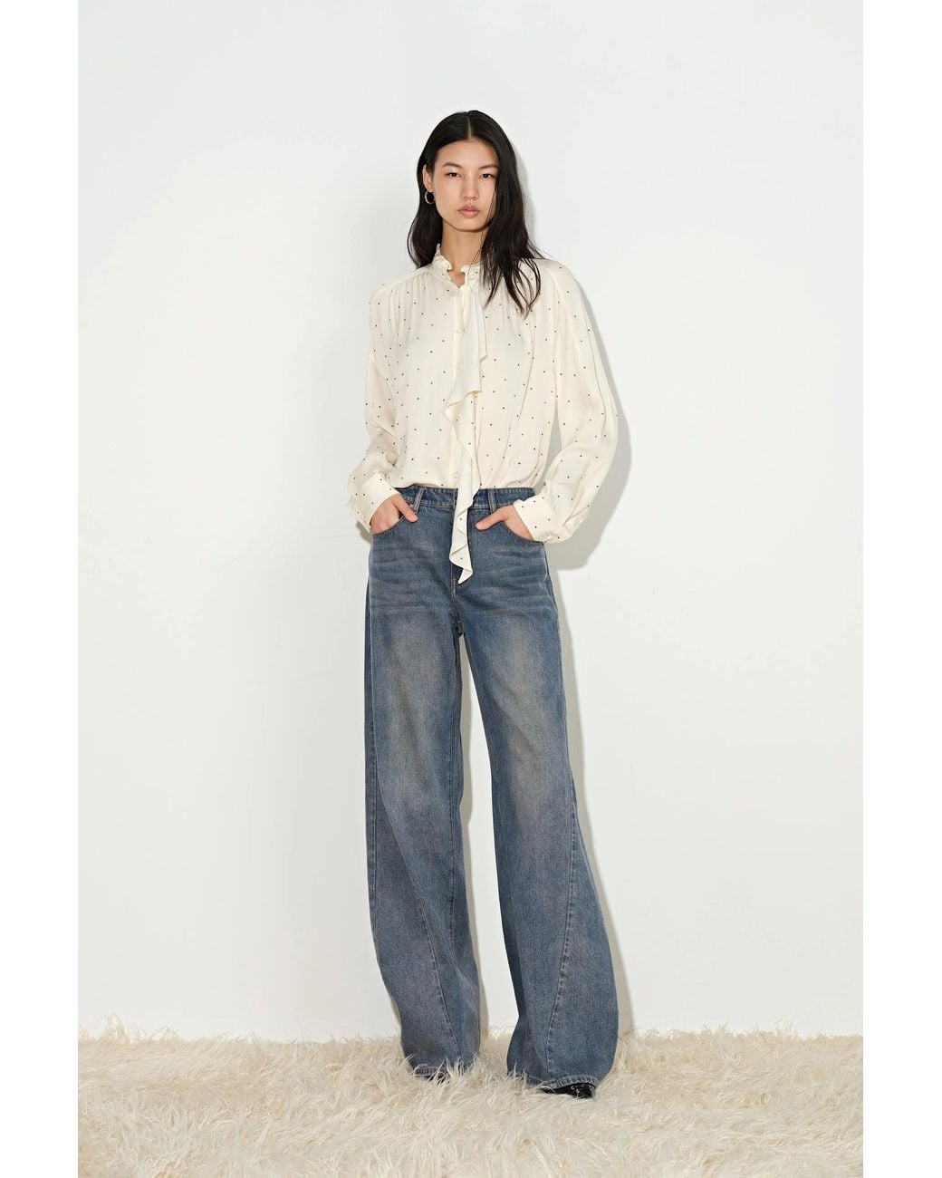 Fabrique Blue Hazel Vintage Deconstructed Barrel Leg Jeans