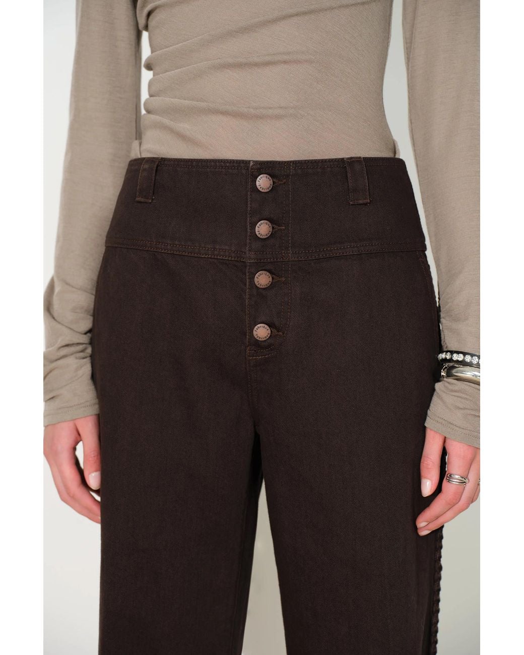 Fabrique Black Lim Tape Trim Wide Leg Jeans