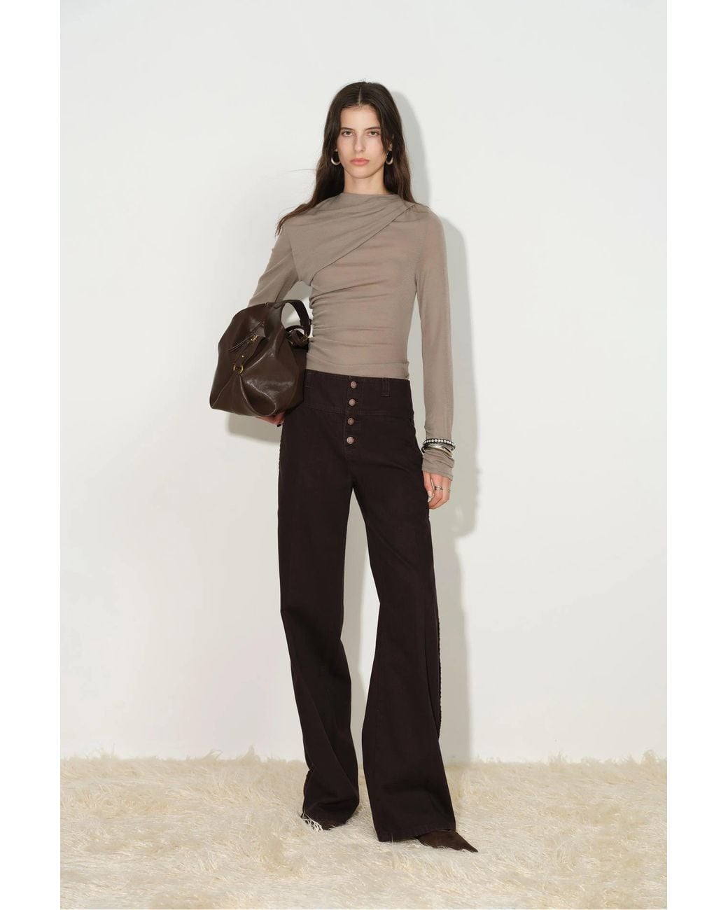 Fabrique Black Lim Tape Trim Wide Leg Jeans