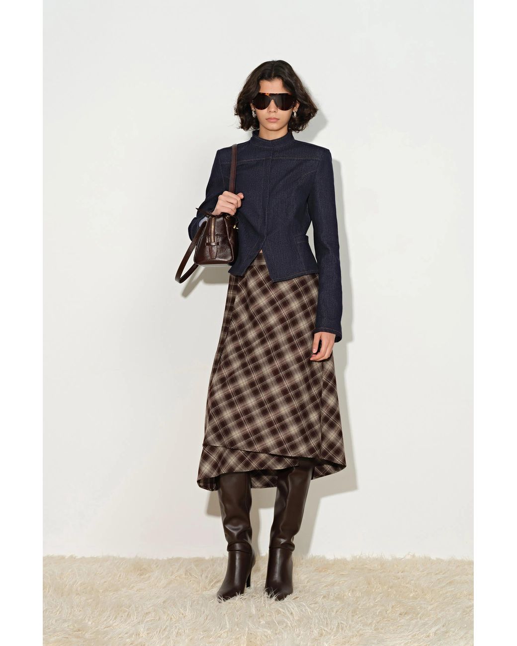 Fabrique Blue Ivy Herringbone Cinched Waist Jacket