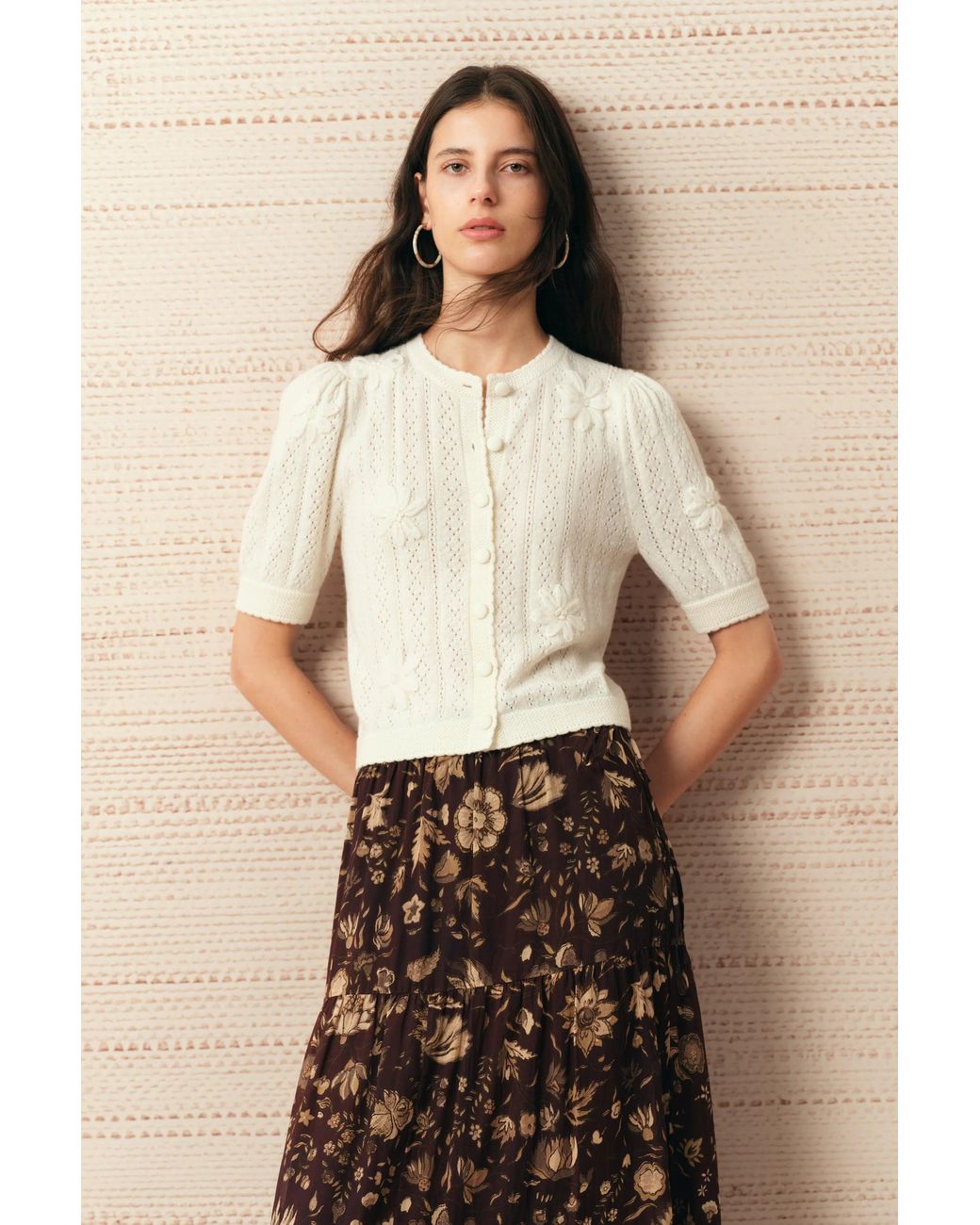 Fabrique Natural Léa Floral Embroidery Cardigan