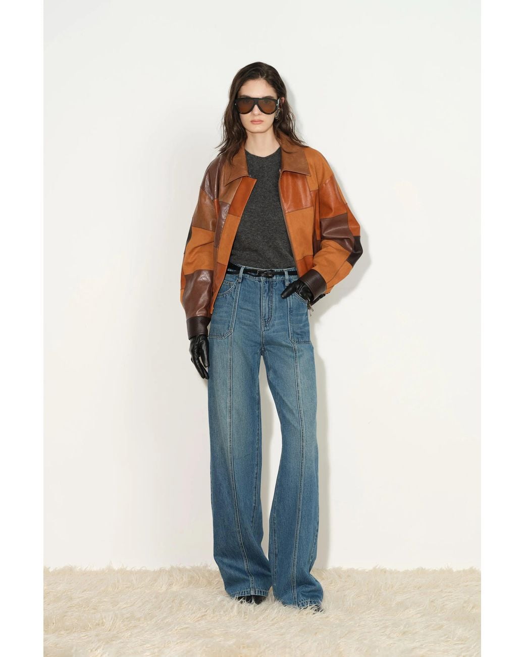 Fabrique Natural Jett Paneled Jacket With Detachable Faux Fur Collar