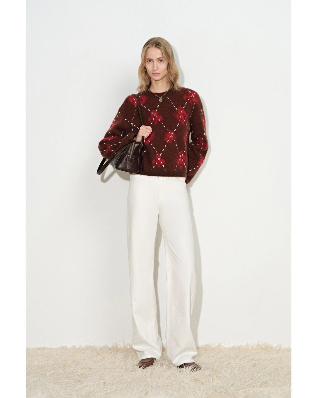 Fabrique Red Bette Hand Sewn Crewneck Sweater