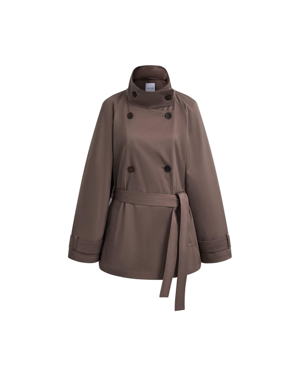 Fabrique Green Bower Double Breasted Cropped Trench Coat