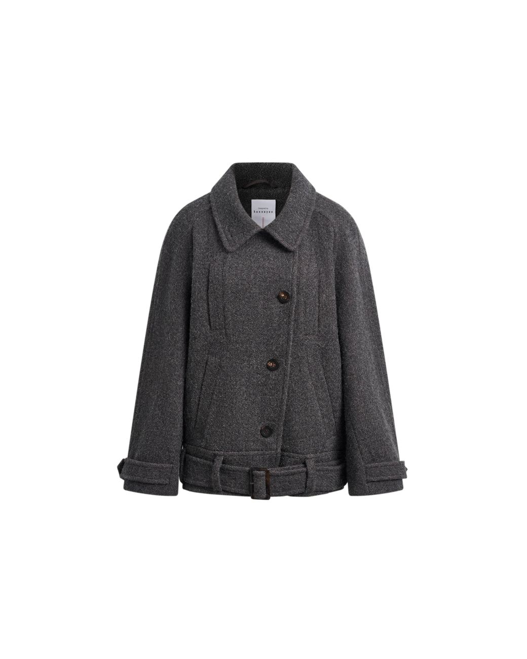 Fabrique Black Hildegard Belted Cropped Coat