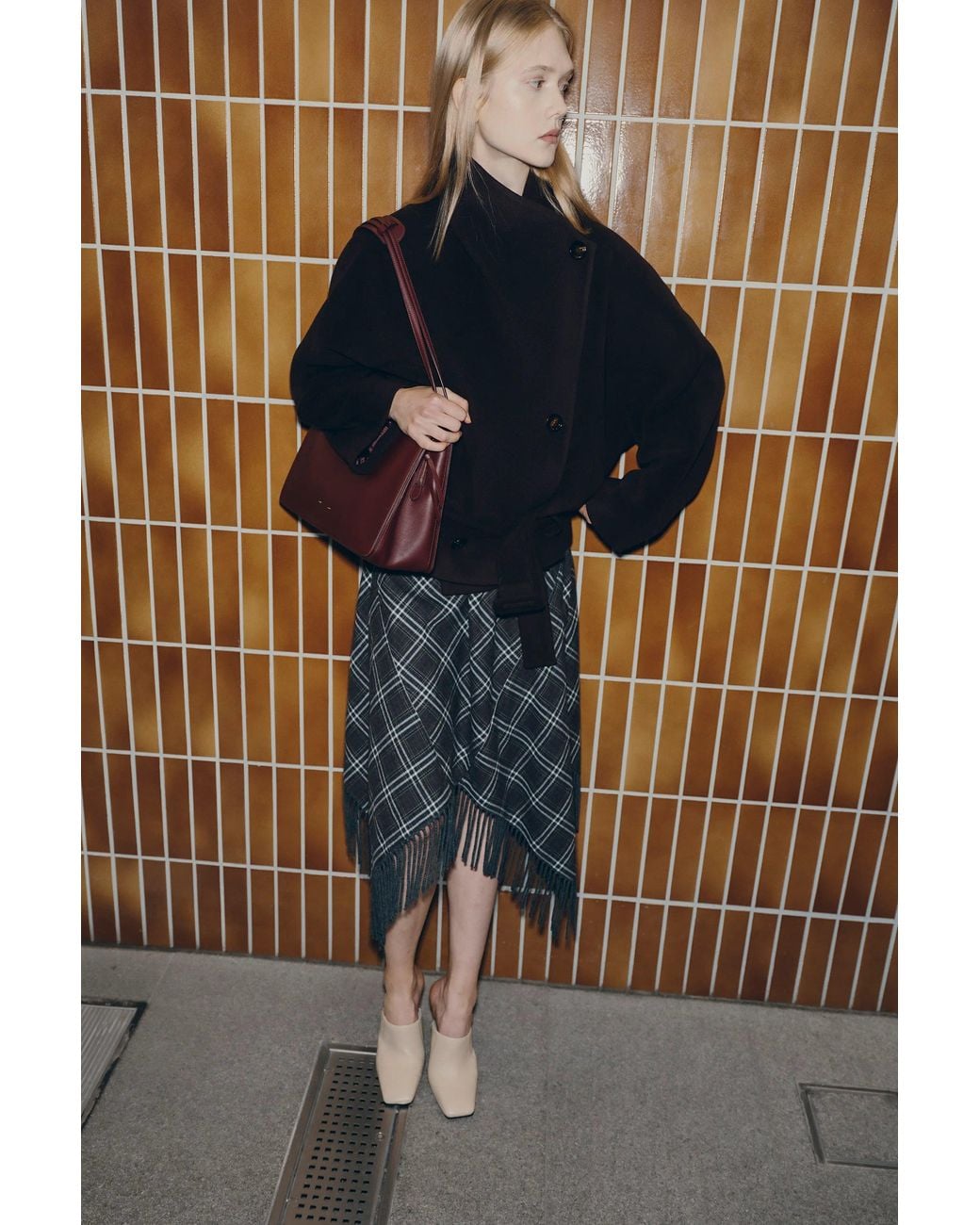 Fabrique Multicolor Dama Low Waist Belted Cropped Coat