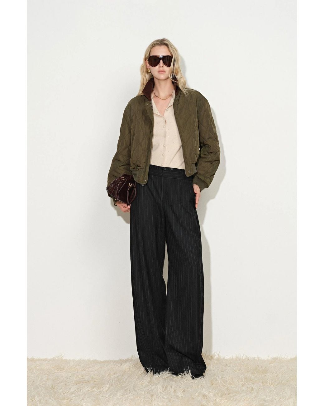 Fabrique Multicolor Minka Reversible Quilted Plaid Bomber Jacket