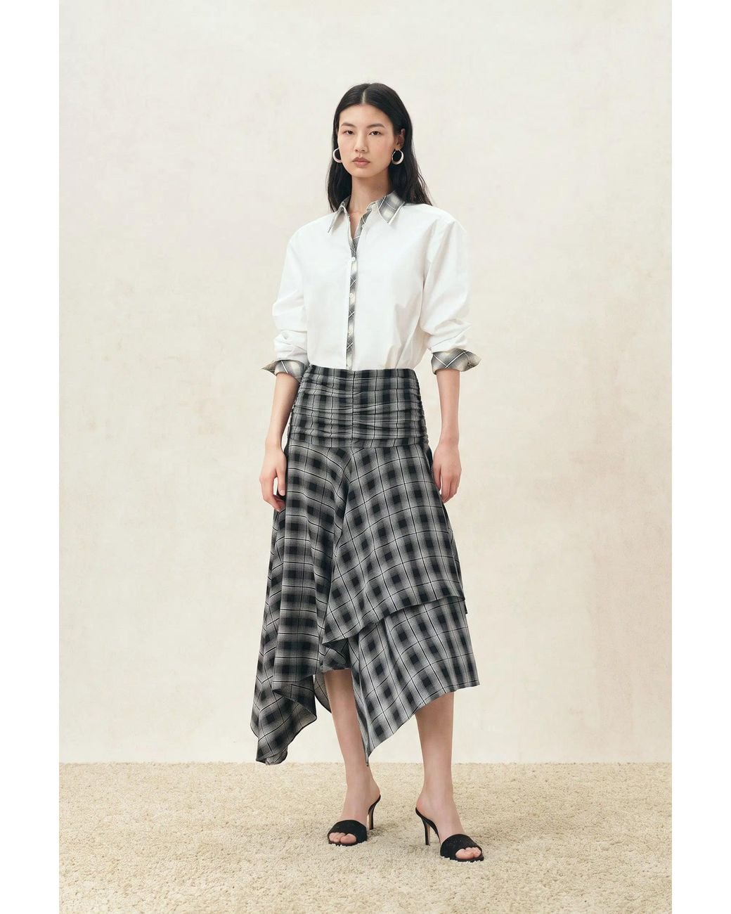 Fabrique Natural Riley Plaid Embroidery Oversized Shirt
