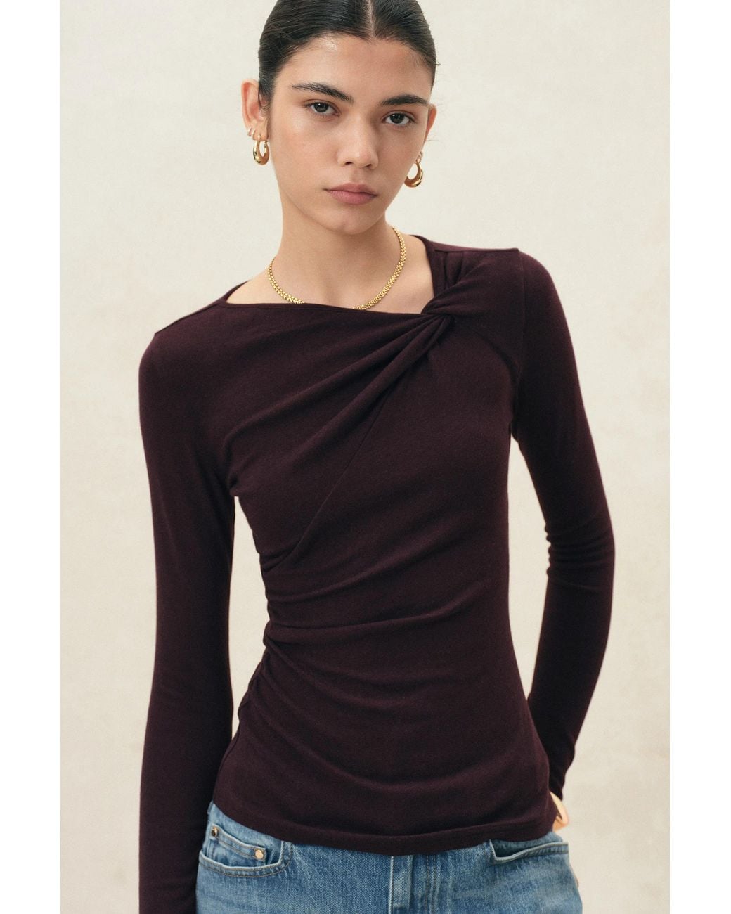 Fabrique Blue Ruby Twisted Asymmetric Top