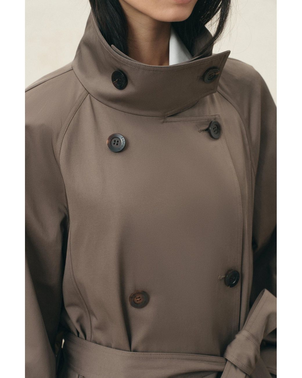 Fabrique Natural Bower Double Breasted Cropped Trench Coat