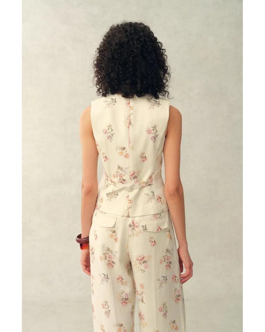 Fabrique Blue Flora Floral Sleeveless Vest Top